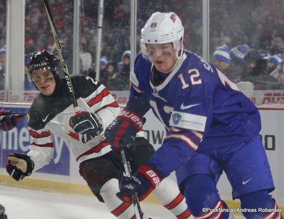 IIHF World Juniors 2018 CAN - USA Robert Thomas #27, Dylan Samberg #12 New Era Field ©Puckfans.at/Andreas Robanser