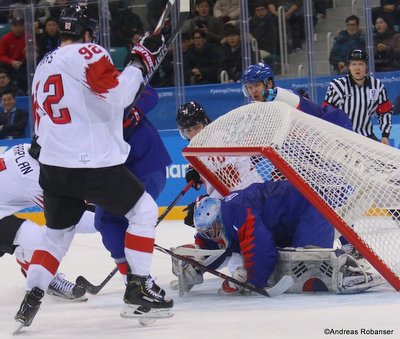 Olympic Winter Games Pyeongchang 2018 Men's: COR - SUI Gaëtan Haas #92, Matt Dalton #1 Gangneung Hockey Centre ©Andreas Robanser