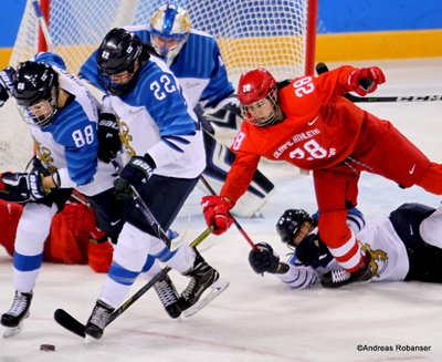 Olympic Winter Games Pyeongchang 2018 Women's Bronze Medal Game FIN - RUS Ronja Savolainen #88, Emma Nuutinen #22, Diana Kanayeva  #28 Kwandong Hockey Centre ©Andreas Robanser