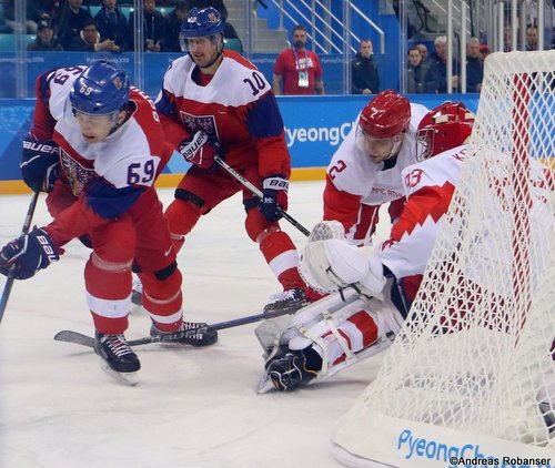 Olympic Winter Games Pyeongchang 2018 Men's Play-offs Semifinals CZE - OA RUS Lukas Radil #69, Roman Cervenka #10, Artyom Zub #2, Vasili Koshechkin #83 Gangneung Hockey Centre ©Andreas Robanser